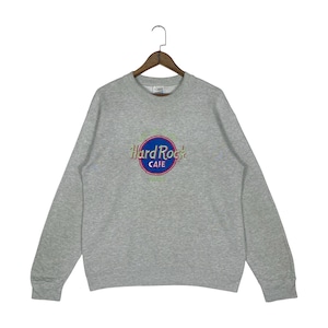 Vintage 90s Hard Rock Cafe Paris Sweatshirt Crewneck Grey Big Logo Embroidery Made In Ireland Pullover Jumper Size M