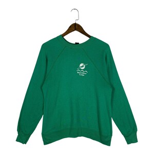 Vintage 80s Black River Lodge Sweatshirt Crewneck Green Made In USA Pullover Jumper Size M