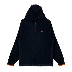 Vintage Nike Swoosh Half Zip Hoodie Fleece Sweater Small Embroidery Black Pullover Jumper Size M