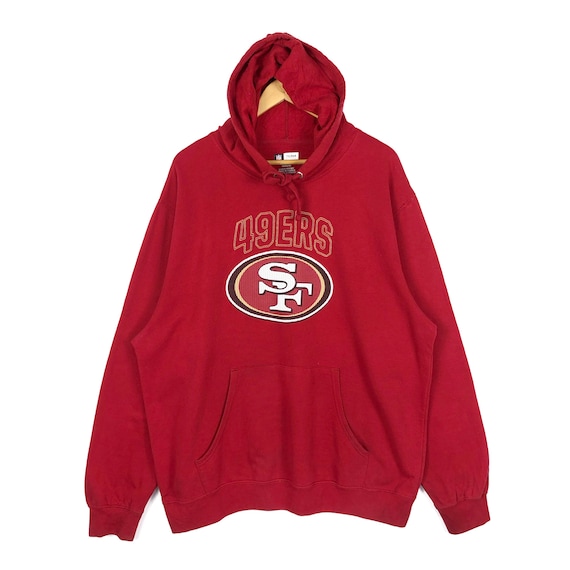Vintage San Francisco 49ers Hoodie Sweater Embroidery Big Logo Red