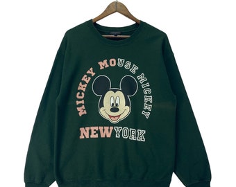 Sudadera vintage de cuello redondo de Mickey Mouse de Nueva York, jersey de dibujos animados de Disney, talla M