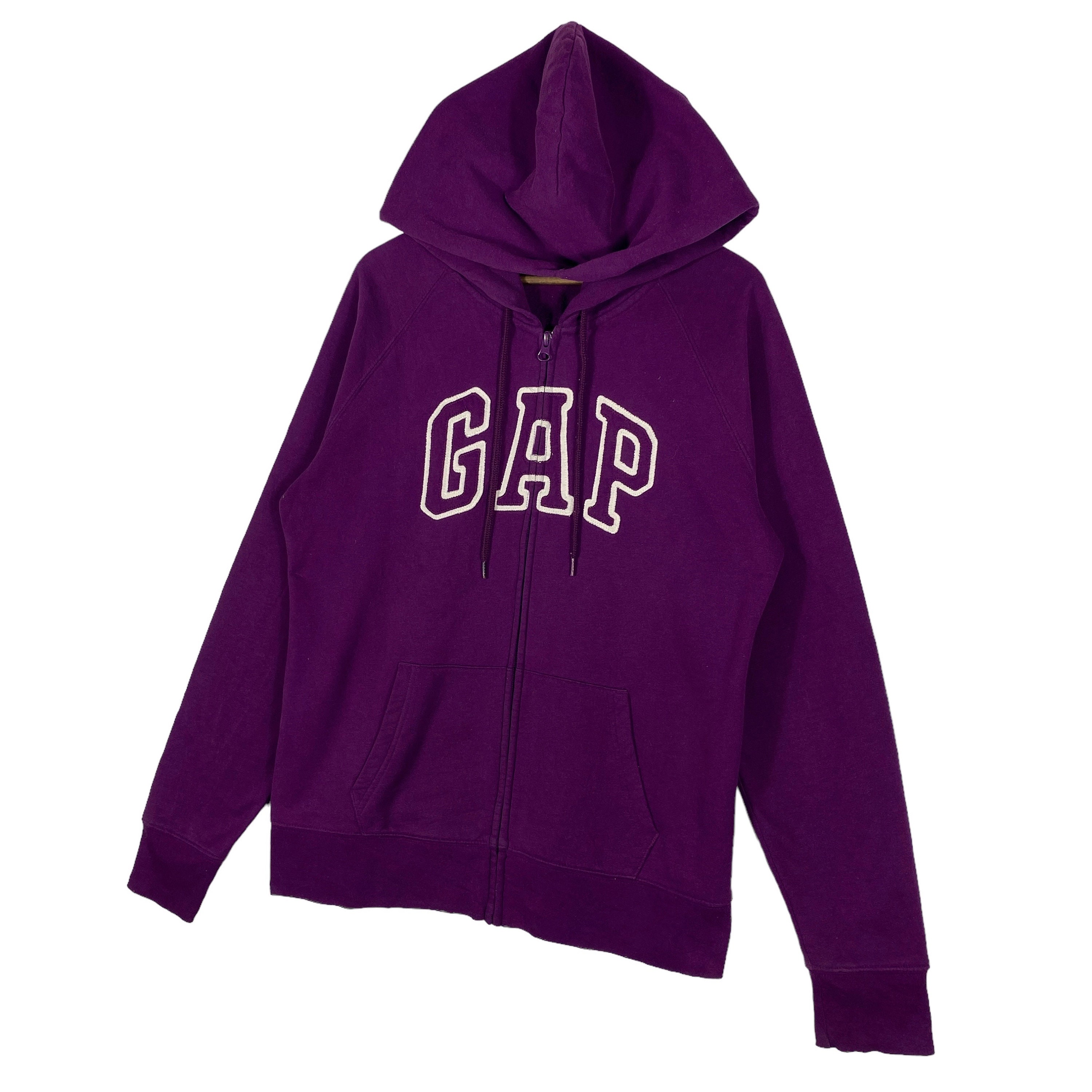 Pull a capuche zippe vintage Gap avec gros logo brode violet Fabrique au Cambodge Pull over taille L Etsy France