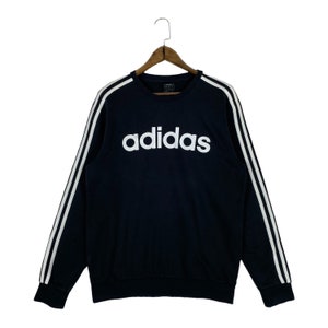 Vintage Adidas Sweatshirt Crewneck Big Logo Black Made In Vietnam Pullover Jumper Size M