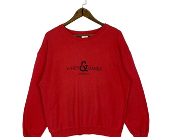 Vintage Pinky & Dianne Sweatshirt Crewneck Red Big Logo Pullover Jumper Size M