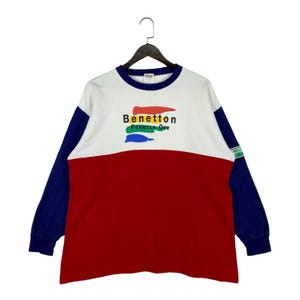 Vintage Benetton Formula 1 Sweatshirt Crewneck Multicolor Made In Japan Pullover Jumper Size L