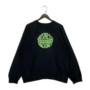 Vintage 80s IBM Old Logo 20s Crewneck Sweatshirt Big Logo Black Pullover Jumper Size L