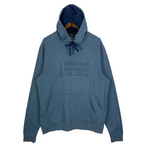 Vintage Marmot Mountain Hoodie Sweater Big Logo Blue Outdoor Gear Made In China Pullover Jumper Size L
