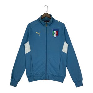 Vintage Puma Italian Football Club Sweater Full Zip Big Logo Blue Pullover Jumper Size M
