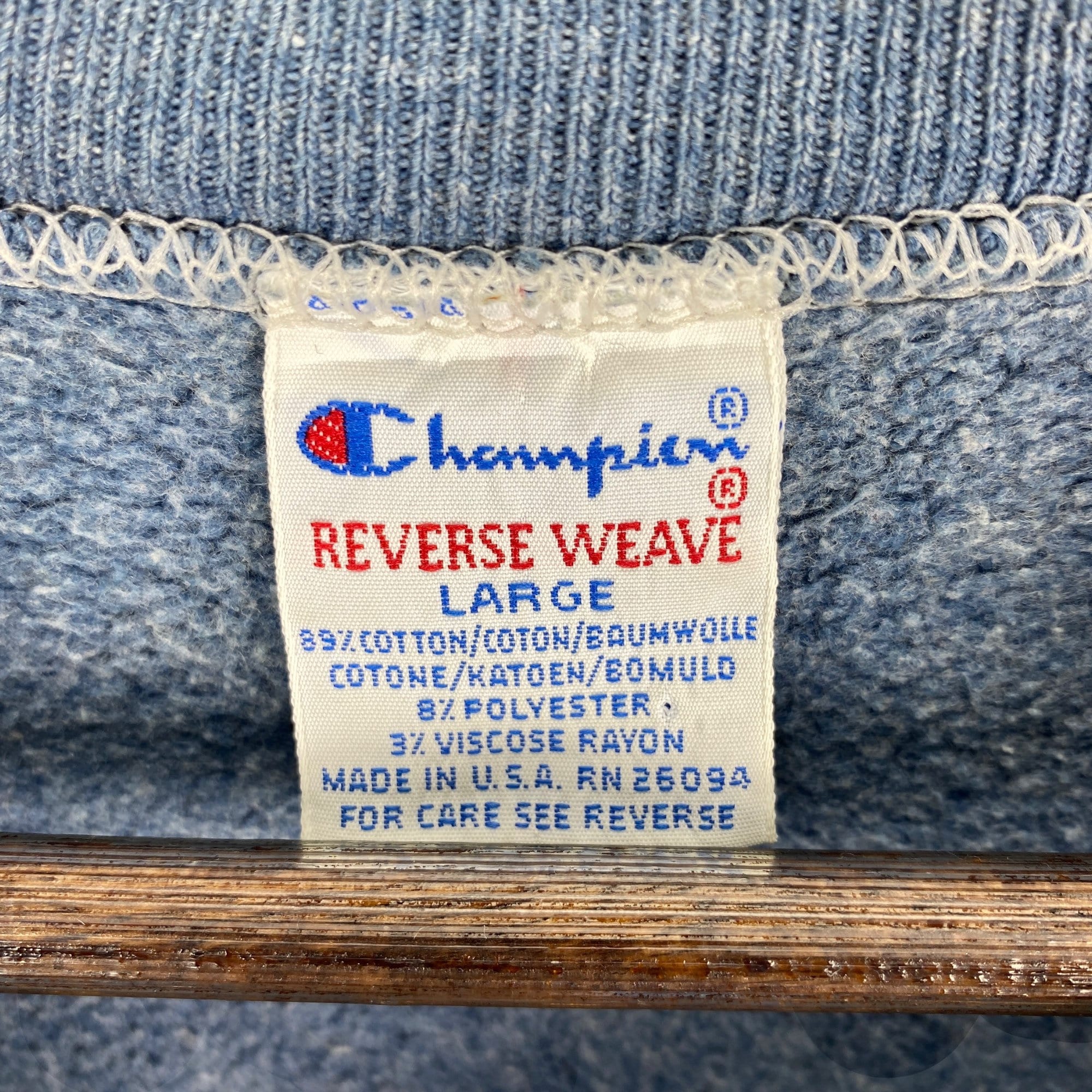Vintage 90s Champion Reverse Weave Sweatshirt, Denim Blue, Size L