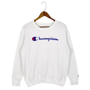 Vintage Champion Sweatshirt Crewneck Spellout Big Logo Embroidery Pullover Jumper Size M