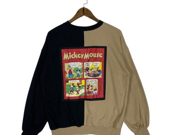 Vintage Sureve X Disney Mickey Mouse Colorblock Crewneck Sweatshirt Disney Cartoon Pullover Jumper Size M