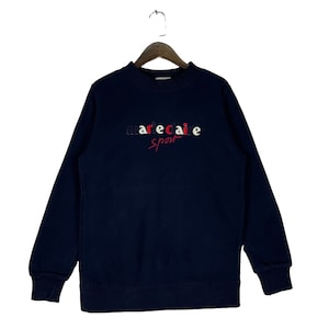 Vintage Marie Claire Sport Sweatshirt Crewneck Navy Blue Big Logo Disney Pullover Jumper Size L