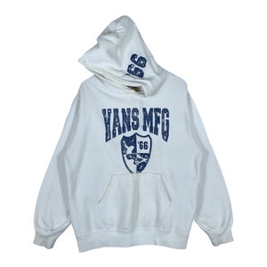 Vintage Vans MFG Hoodie Sweater Big Logo White Pullover Jumper Size M