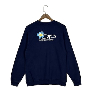 Vintage Ocean Pacific Sweatshirt Crewneck OP Surf Navy Blue Made In Japan Pullover Jumper Size L