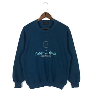 Vintage Peter Calvan Sport Spirit Crewneck Sweatshirt Embroidery Big Logo Pullover Jumper Size M