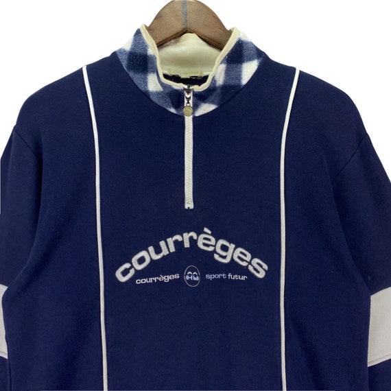 courrèges logo enamel design sweat Courrèges logo-patch Cotton Sweatshirt | Black | FARFETCH