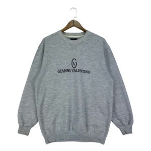 Vintage Gianni Valentino Italy Sweatshirt Crewneck Big Logo Grey Pullover Jumper Size L