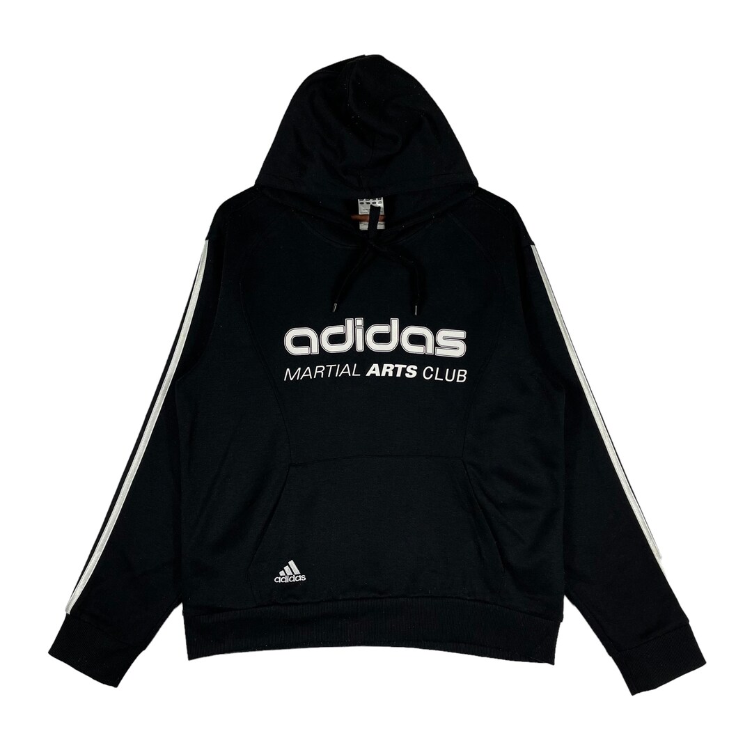 ウェア 90s adidas black pullover Vintage Adidas Martial Arts Club MMA Black Hoodie Sweater