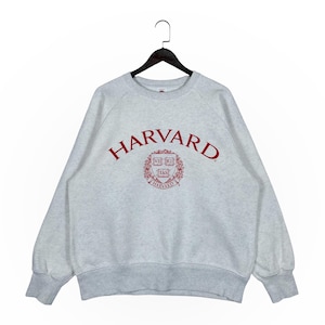 Vintage Harvard University X GU Sweatshirt Acid Washed Big Logo Pullover Jumper Size L