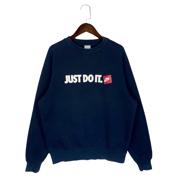 Enojado Alegaciones pico Vintage Nike Just Do It Sudadera Crewneck Azul Marino Gran - Etsy España