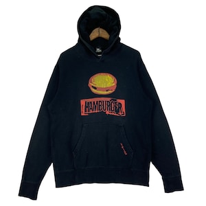 Vintage Hamburger By Andy Warhol 1985 Art Hoodie Sweater Black Big Logo Pullover Jumper Size L