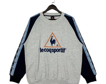 Sudadera vintage de cuello redondo Le Coq Sportif de los años 90 con logotipo bordado, talla M