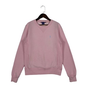 Vintage 90s Ralph Lauren Small Pony Sweatshirt Crewneck Pink Made In Macau Pullover Jumper Size M