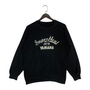 Vintage 80s Yamaha Superheat Sweatshirt Crewneck Black Pullover Jumper Size M
