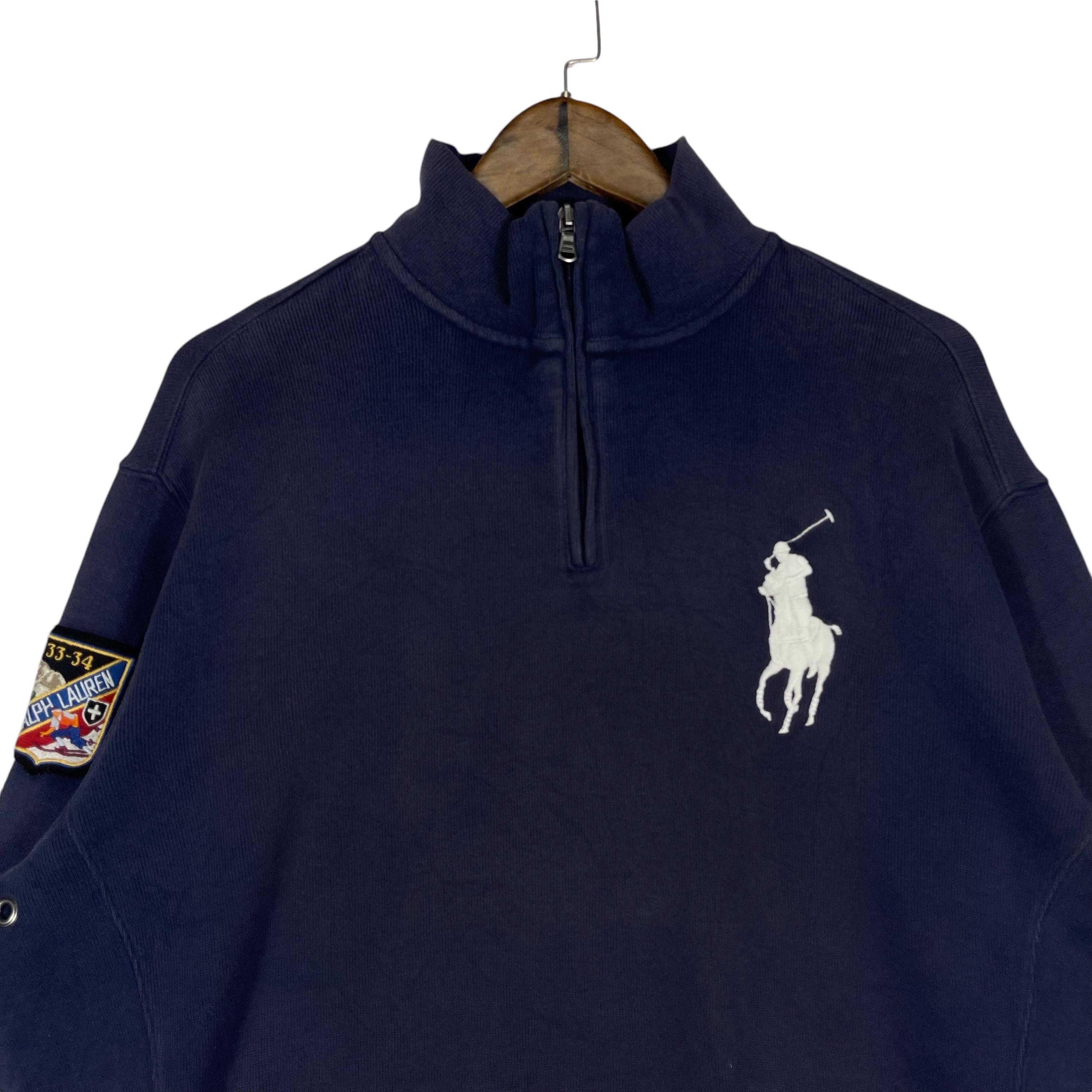 Vintage Polo Ralph Lauren Big Pony Quarter Zip Sweatshirt, Navy