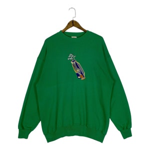 Vintage 90s Nutmeg Golf Sweatshirt Crewneck Green Embroidery Big Logo Made In USA Pullover Jumper Size L
