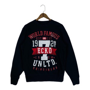 Vintage Ecko Unltd Sweatshirt Crewneck Spellout Big Logo Black Streetwear Pullover Jumper Size XS