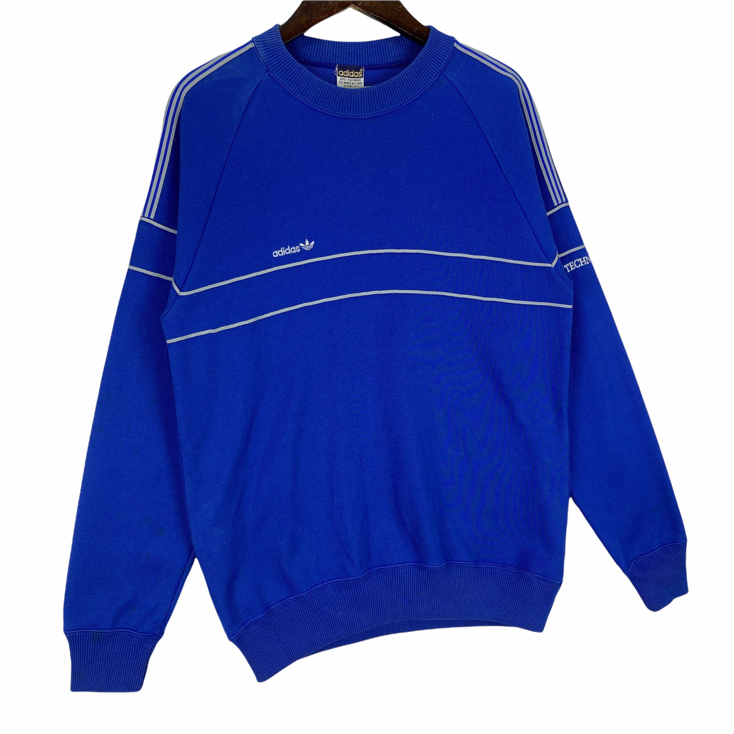 ◇1993studio◇ 90S Track Sweatshirt Deep Blue Vintage 90s Adidas Techno Sweatshirt Crewneck Blue Small