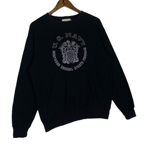 Vintage 90-tals Avirex USN Stonewashed Sweatshirt Rund hals Röd Stor Logotyp Pullover Tröja Storlek XL bild 3