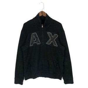 Vintage Armani Exchange Half Zip Sweatshirt Crewneck Spellout Big Logo Pullover Jumper Size L