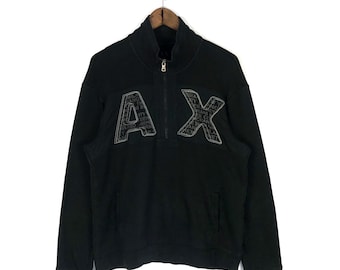 Vintage Armani Exchange Half Zip Sweatshirt Crewneck Spellout Big Logo Pullover Jumper Size L