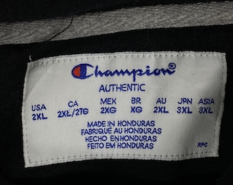 Vintage Champion Hoodie Sweater Big Logo Embroidery Black Oversize