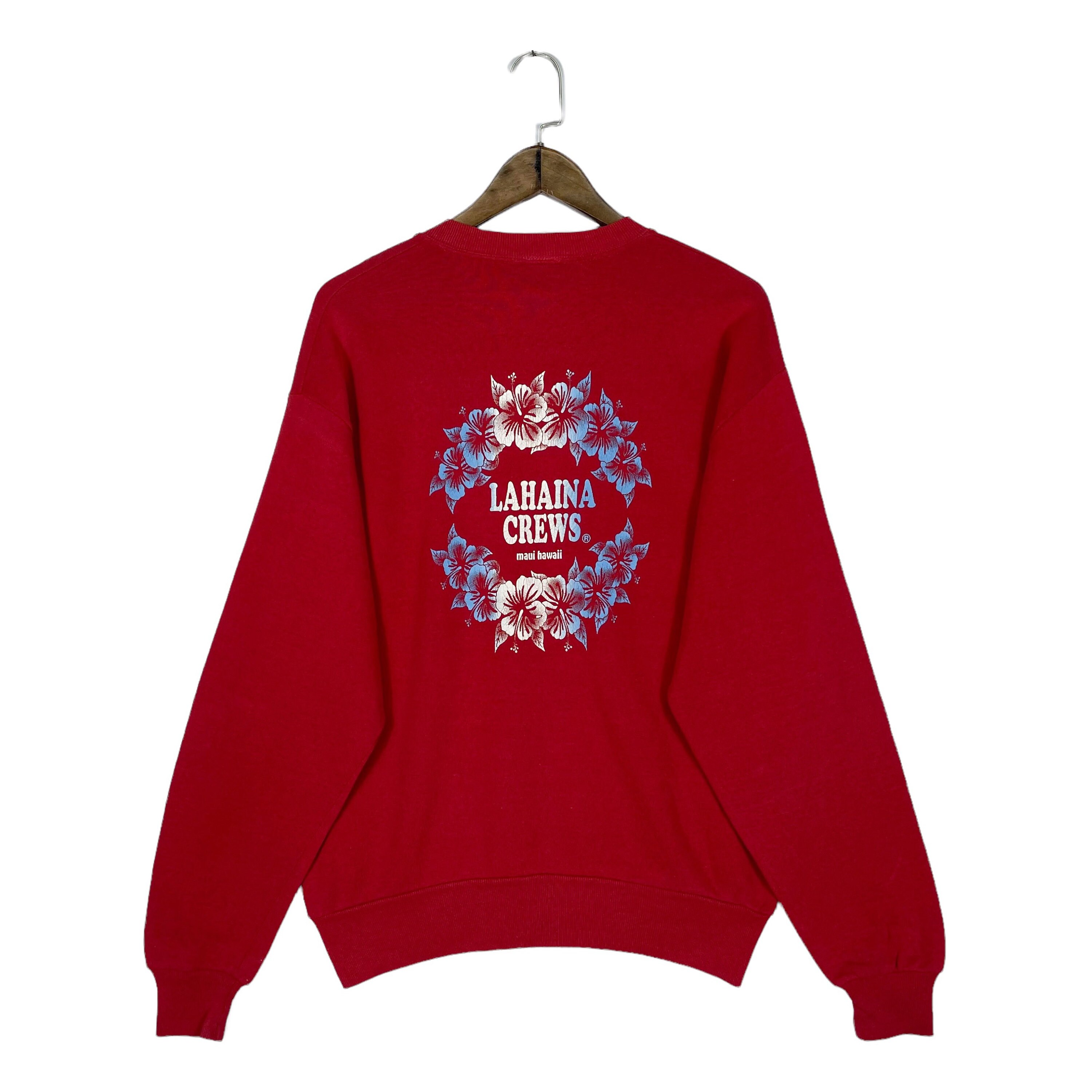 Vintage 90s Lahaina Crews Sweatshirt Crewneck Red Made in