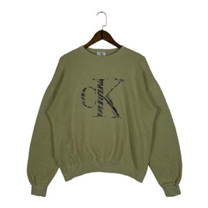 Vintage 90s Calvin Klein Crewneck Sweatshirt Made In USA Big Logo Embroidery Brown Pullover Jumper Size M