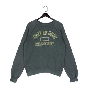 Vintage 90s Edwin University Of Ohio Crewneck Sweatshirt Stonewash Green Pullover Jumper Size M