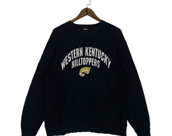 Vintage Western Kentucky Hilltoppers Sweatshirt Crewneck Big Logo Black Pullover Jumper Size L