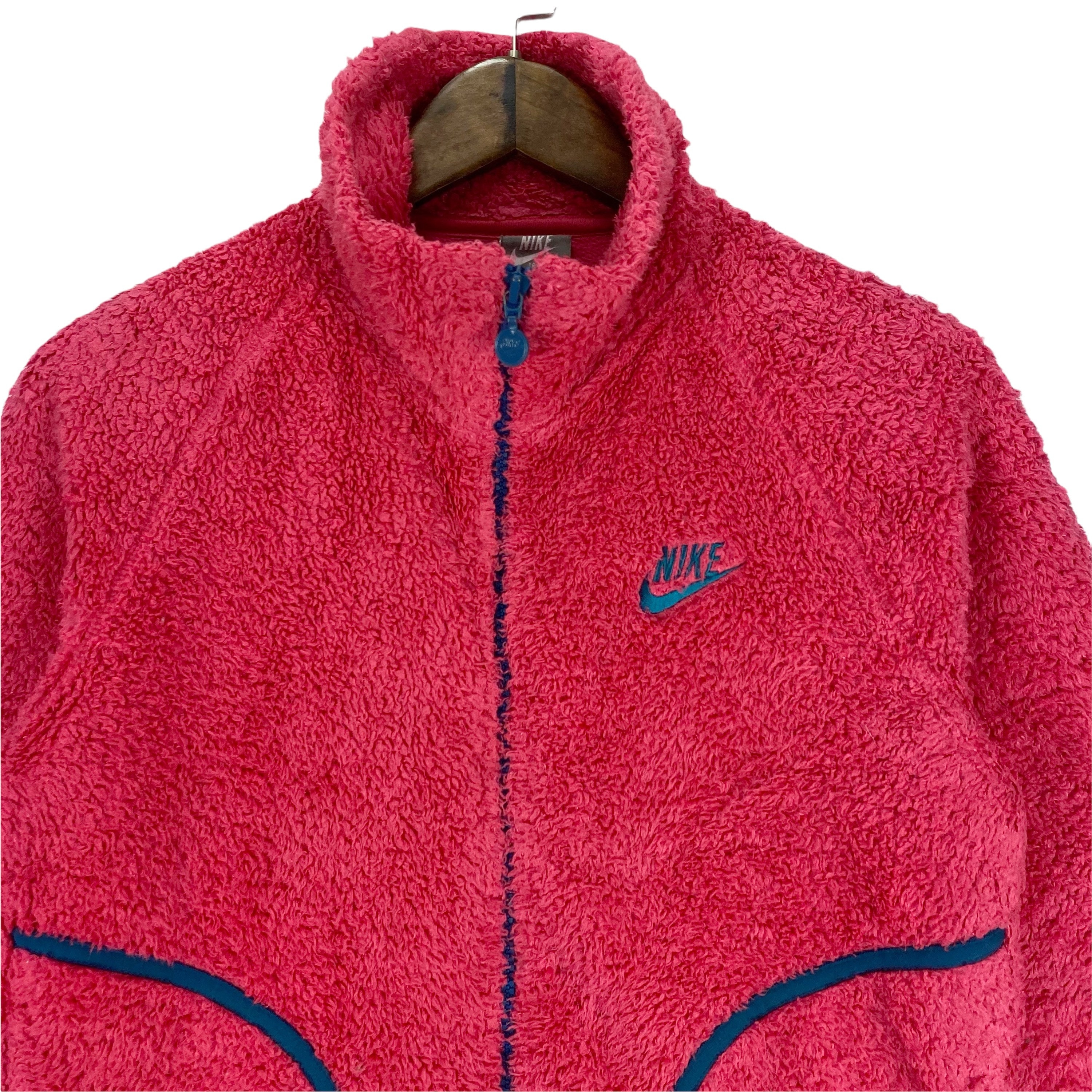 Vintage Nike Swoosh Fluffy Fleece Full Zip Sweater Jacket Broderie Petit  Logo Rose Pullover Taille L - Etsy France