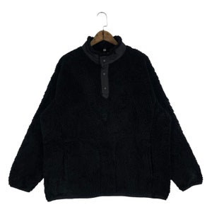 White Mountaineering Uniqlo Fleece Sweater Black Crewneck Pullover Jumper Size XL