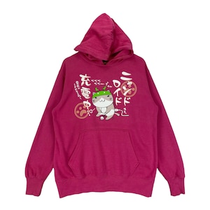 Vintage Necobuchi-San Hoodie Sweater Crewneck Big Logo Pink Pullover Jumper Size L