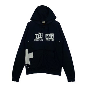 Vintage Rome Collective Addiction Hoodie Full Zip Black Big Logo Pullover Jumper Size S