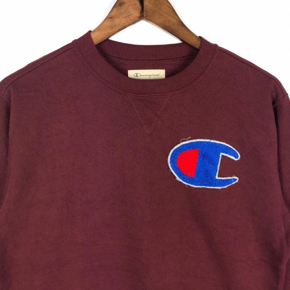 Vintage Champion C Etsy Big Sweatshirt Crewneck - Jumper Embroidery Spellout Pullover Big M Logo Size