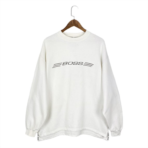 Vintage Boss Sweatshirt Crewneck Big Logo White Hugo Boss Pullover