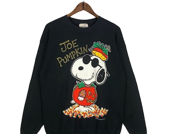 Vintage 90s Peanuts Joe Pumpkin Sweatshirt Crewneck Made In USA Big Logo Pullover Jumper Size XL