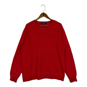 Vintage Ralph Lauren Polo Sport Small Pony Sweatshirt Crewneck Red Made In Honduras Pullover Jumper Size M