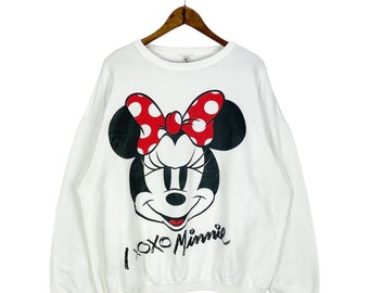 Super Cute!! Vintage 90s I Love Minnie Sweatshirt Made In USA Excellent Condition Pullover Jumper Size XL