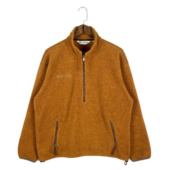 Vintage 90s Columbia Fleece Sweater Brown Half Zip Made in
